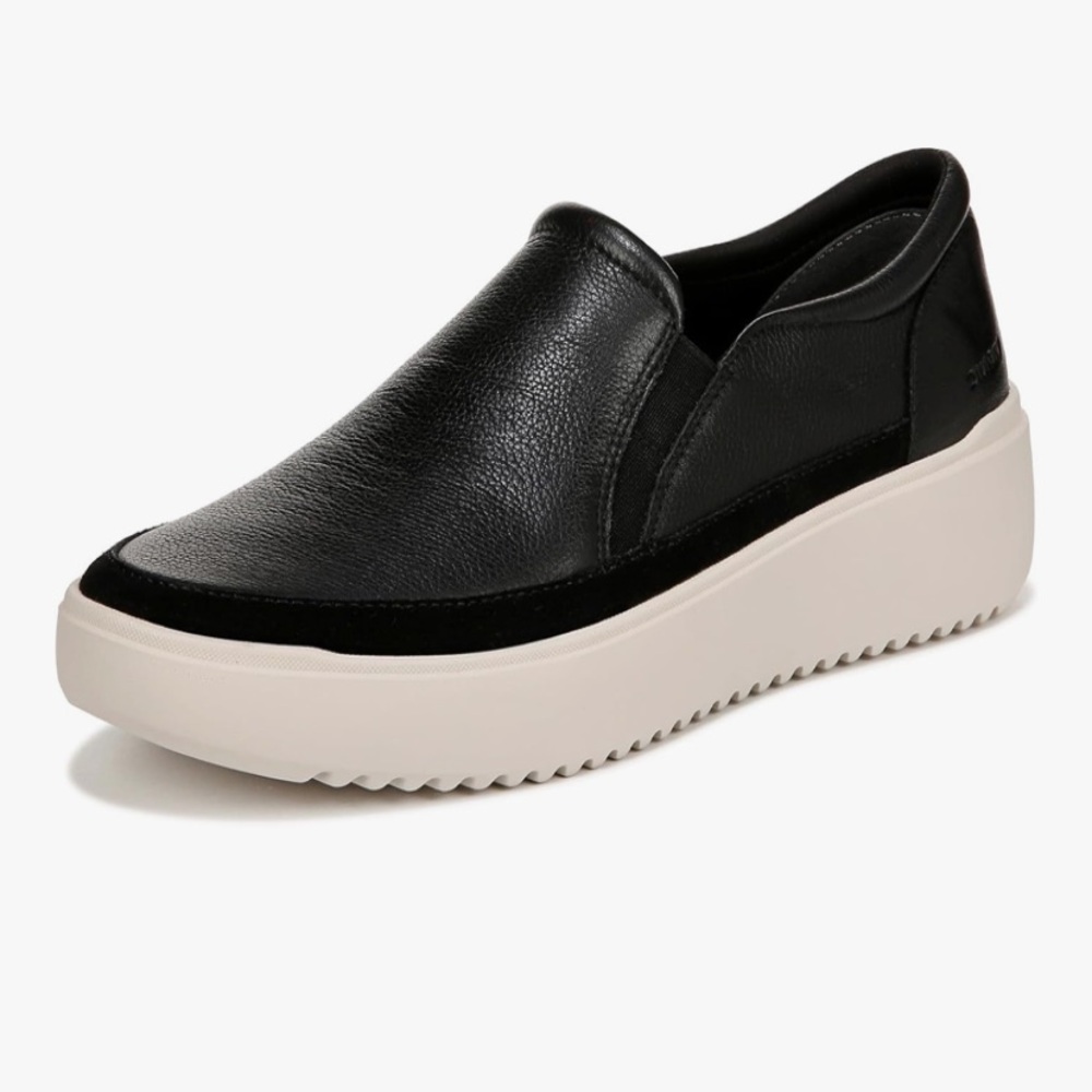 Vionic Women’s Kearny Black Leather Slip On Platform Sneaker Size 9